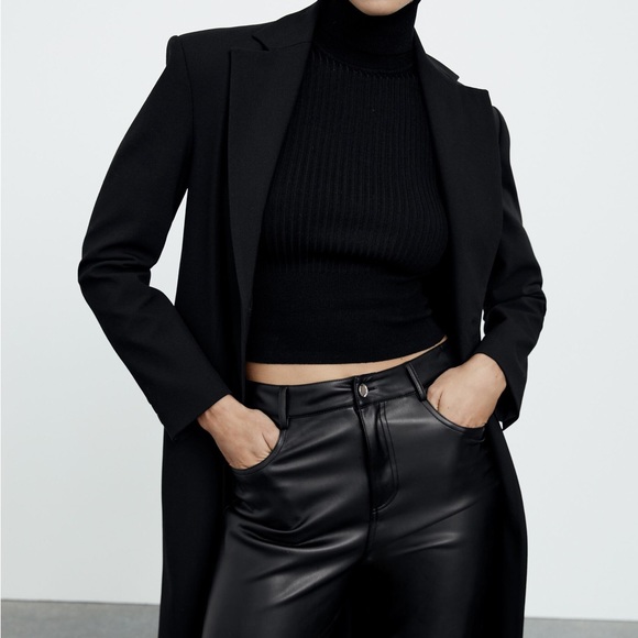 Zara Faux Leather Mom-Fit Pants - Picture 3 of 8